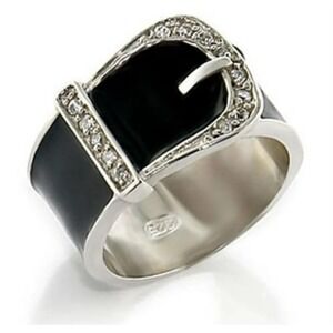 Luxe Jewelry Designs Women's 925 Sterling Silver Black Belt Design Ring Size 6